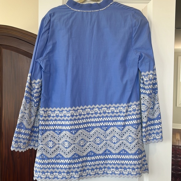 Rate Tory Burch eyelet/blue Tunic size 8 - Picture 3 of 3